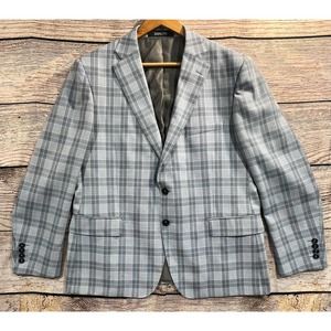 Zanetti Blue and White Mens Plaid Blazer Suit Jacket Size 44R
